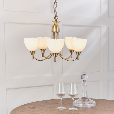 Lacona Stratford Alt Indoor Pendant Light In Antique Brass Plate & Opal Glass Finish - Lacona Home 