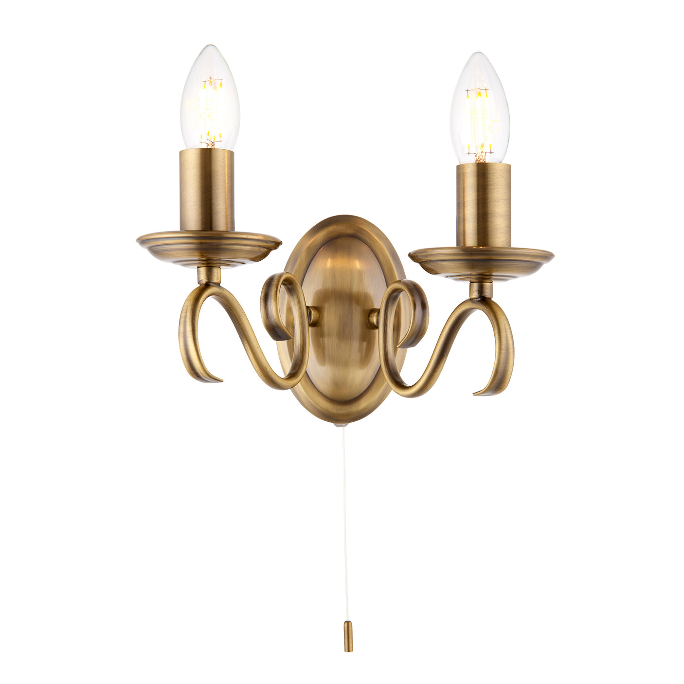 Lacona Clarissa 2Lt Indoor Wall Light In Antique Brass Plate Finish - Lacona Home 