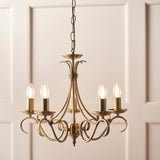 Lacona Clarissa 5Lt Indoor Pendant Light In Antique Brass Plate Finish - Lacona Home 