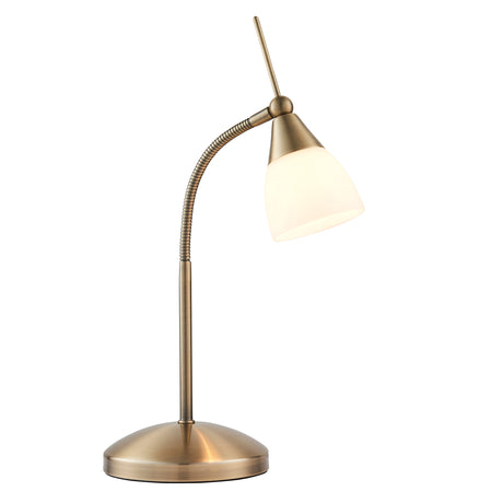 Lacona Spectrum 1Lt Indoor Table Lamp In Antique Brass Plate & White Glass Finish - Lacona Home 