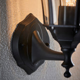 Heathcliff 1Lt Outdoor Wall Light In Textured Black & Clear Glass Finish