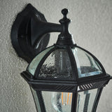 Heathcliff 1Lt Outdoor Wall Light In Textured Black & Clear Glass Finish