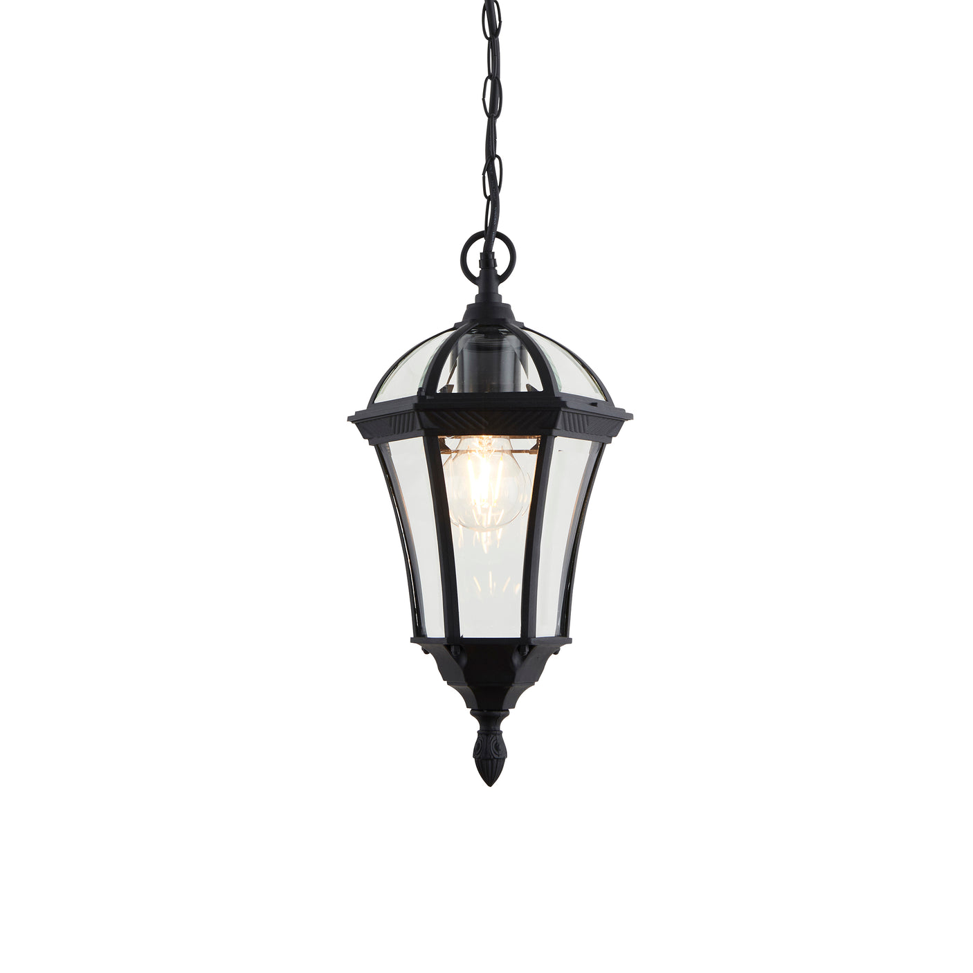 Lacona Heathcliff 1Lt Outdoor Pendant Light In Textured Black & Clear Glass Finish - Lacona Home 