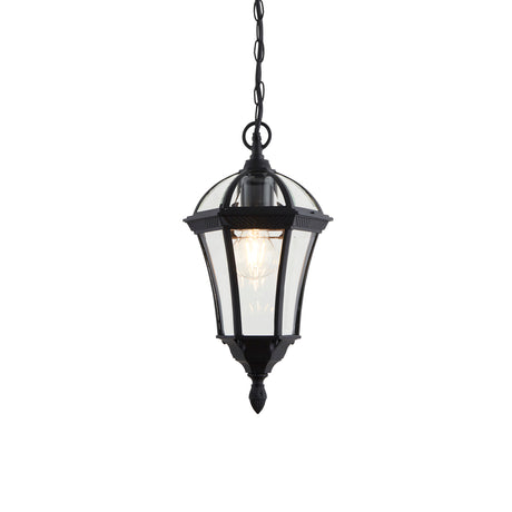 Lacona Heathcliff 1Lt Outdoor Pendant Light In Textured Black & Clear Glass Finish - Lacona Home 