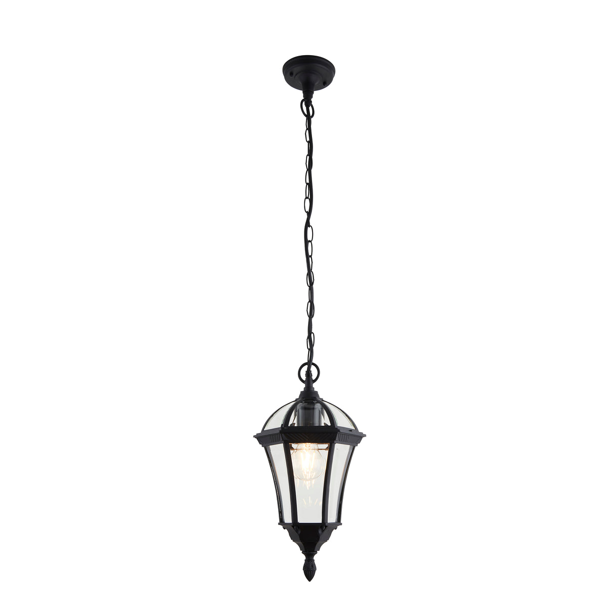 Heathcliff 1Lt Outdoor Pendant Light In Textured Black & Clear Glass Finish