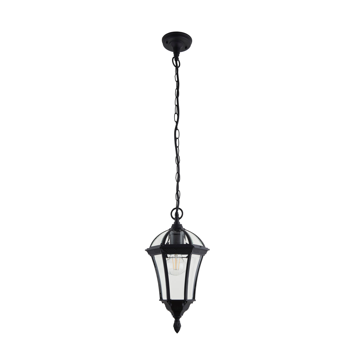 Heathcliff 1Lt Outdoor Pendant Light In Textured Black & Clear Glass Finish