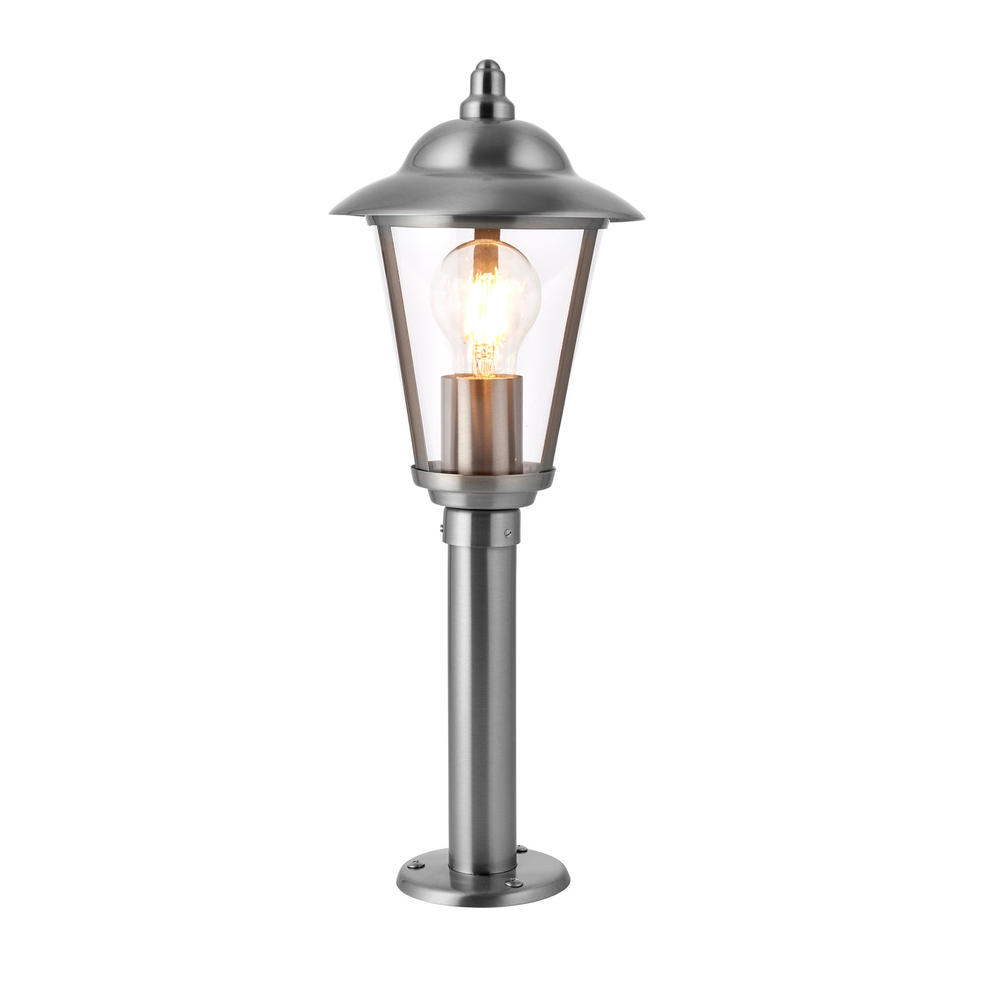 Lacona Petite 1Lt Outdoor Floor Lamp In Polished Stainless Steel & Clear Pc Finish - Lacona Home 