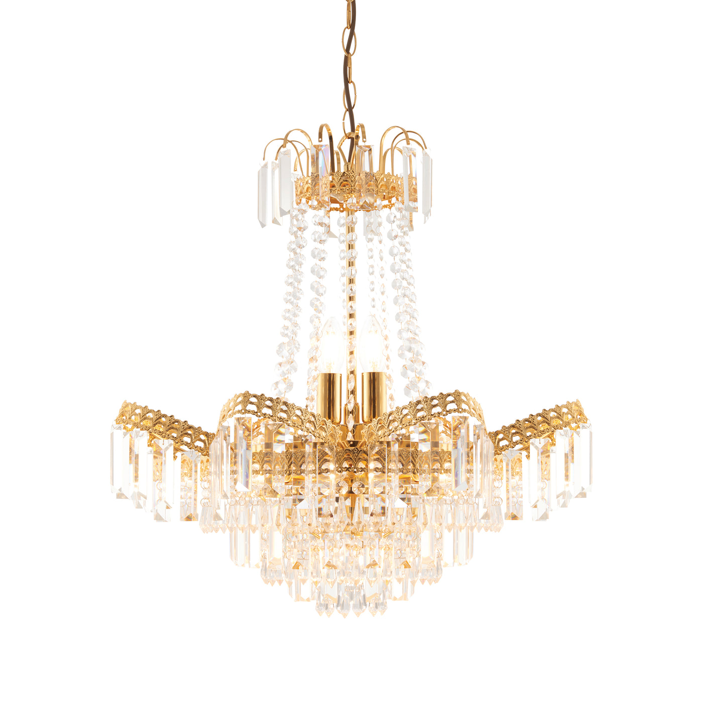 Lacona Crescendo 9Lt Indoor Pendant Light In Clear Glass & Gold Effect Plate Finish - Lacona Home 