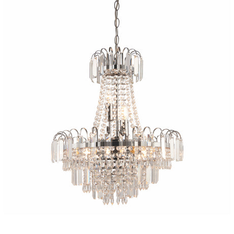 Lacona Harmony 6Lt Indoor Pendant Light In Clear Glass & Chrome Plate Finish - Lacona Home 