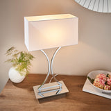 Lacona Cascade 1Lt Indoor Table Lamp In Chrome Plate & White Fabric Finish - Lacona Home 