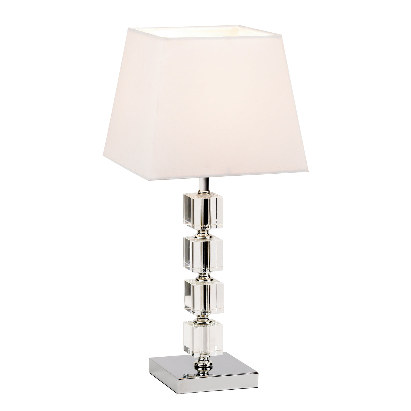 Lacona Ashford 1Lt Indoor Table Lamp In Chrome Plate, Clear Acrylic With White Fabric Finish - Lacona Home 