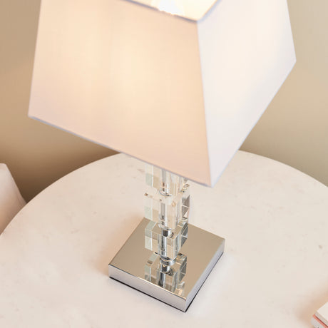 Lacona Ashford 1Lt Indoor Table Lamp In Chrome Plate, Clear Acrylic With White Fabric Finish - Lacona Home 