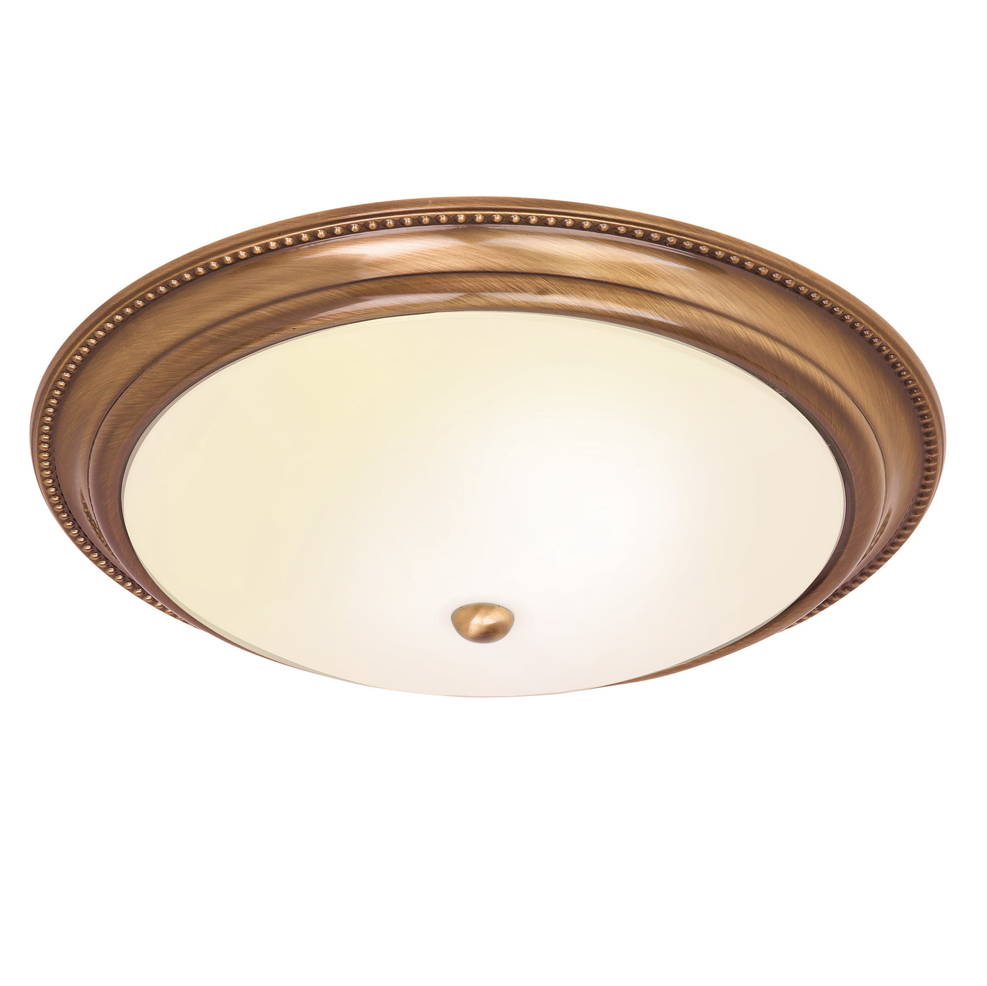 Lacona Titan 2Lt Indoor Flush Light In Antique Brass Plate & Frosted Glass Finish - Lacona Home 