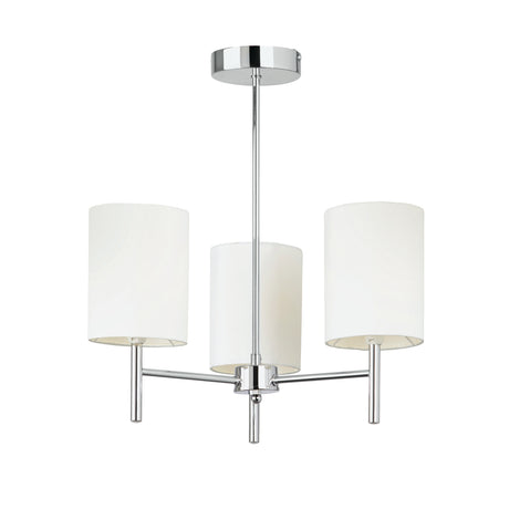 Lacona Vivace 3Lt Indoor Semi Flush Light In Chrome Plate & Vintage White Fabric Finish - Lacona Home 