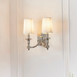 Lacona Regal 2Lt Indoor Wall Light In Nickel Plate & White Fabric Finish - Lacona Home 