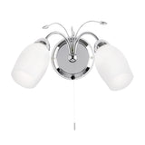 Lacona Grasslands 2Lt Indoor Wall Light In Chrome Plate & White Glass Finish - Lacona Home 