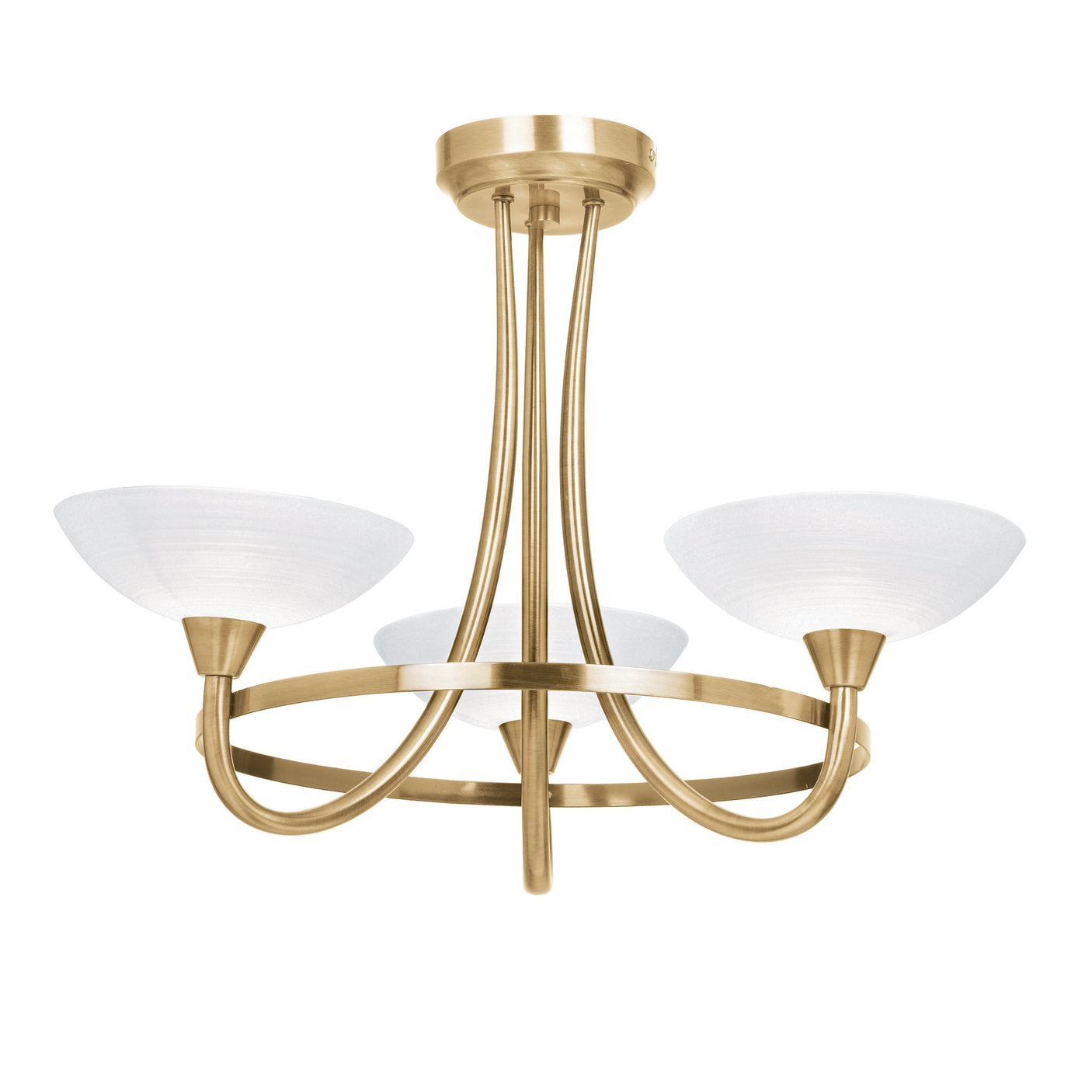 Lacona Bogart 3Lt Indoor Semi Flush Light In Antique Brass Plate & White Glass Finish - Lacona Home 