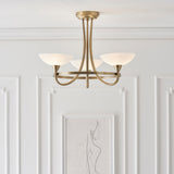 Lacona Bogart 3Lt Indoor Semi Flush Light In Antique Brass Plate & White Glass Finish - Lacona Home 