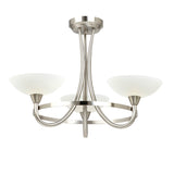 Lacona Bogart 3Lt Indoor Semi Flush Light In Satin Chrome Plate & White Glass Finish - Lacona Home 