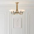 Lacona Bogart 5Lt Indoor Semi Flush Light In Antique Brass Plate & White Glass Finish - Lacona Home 