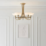 Lacona Bogart 5Lt Indoor Semi Flush Light In Antique Brass Plate & White Glass Finish - Lacona Home 