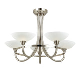 Lacona Bogart 5Lt Indoor Semi Flush Light In Satin Chrome Plate & White Glass Finish - Lacona Home 