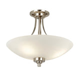 Lacona Orson 3Lt Indoor Flush Light In Satin Chrome Plate & White Glass Finish - Lacona Home 