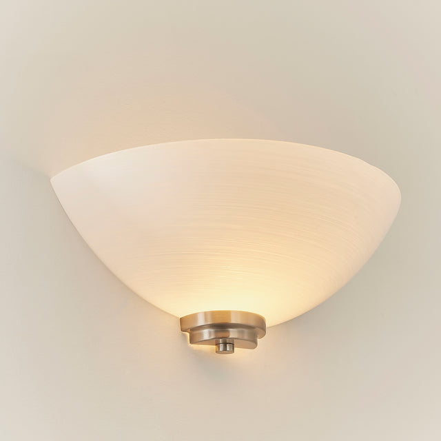 Lacona Orson 1Lt Indoor Wall Light In Satin Chrome Plate & White Glass Finish - Lacona Home 