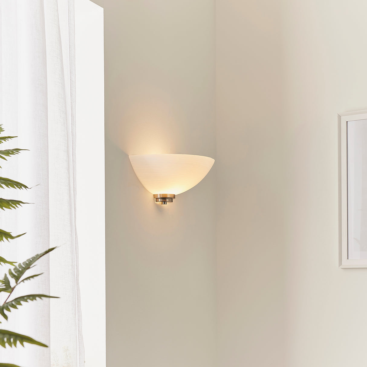 Orson 1Lt Indoor Wall Light In Satin Chrome Plate & White Glass Finish