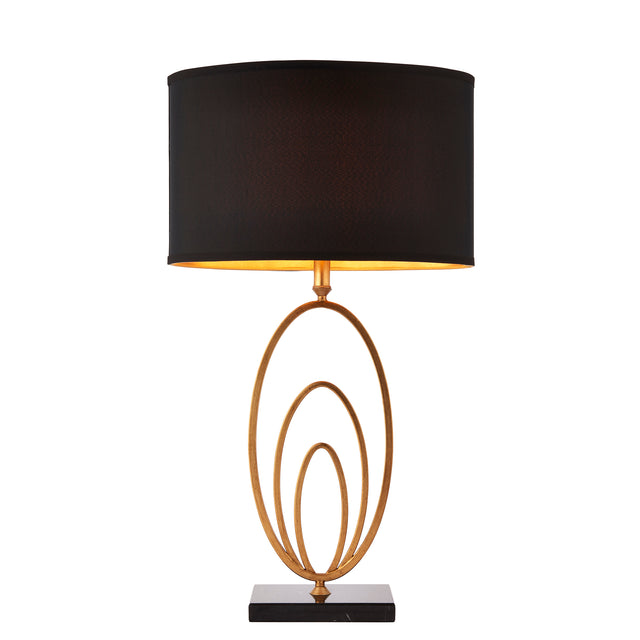 Lacona Solana 1Lt Indoor Table Lamp In Antique Gold Leaf & Black Marble With Black Fabric Finish - Lacona Home 