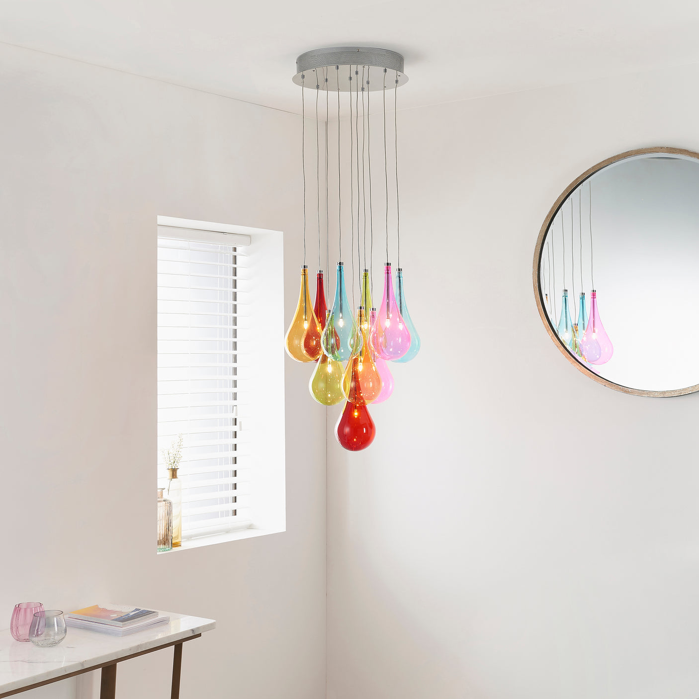 Lacona Nova 0Lt Indoor Pendant Light In Multi Coloured Glass & Chrome Plate Finish - Lacona Home 