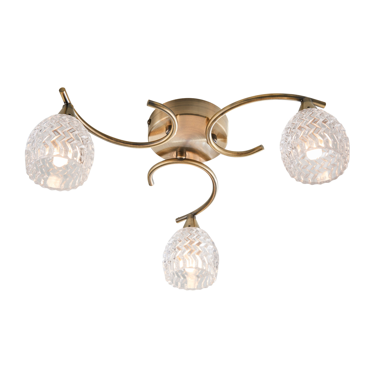 Lacona Lumiere 3Lt Indoor Semi Flush Light In Antique Brass Plate & Clear Glass Finish - Lacona Home 