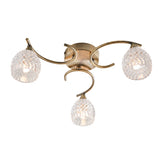 Lacona Lumiere 3Lt Indoor Semi Flush Light In Antique Brass Plate & Clear Glass Finish - Lacona Home 