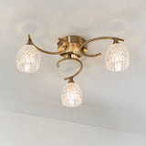 Lacona Lumiere 3Lt Indoor Semi Flush Light In Antique Brass Plate & Clear Glass Finish - Lacona Home 