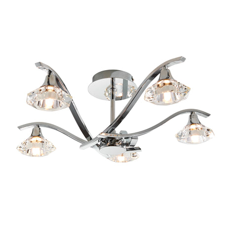 Lacona Stellan 5Lt Indoor Semi Flush Light In Chrome Plate & Clear Crystal Finish - Lacona Home 