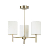 Lacona Vivace 3Lt Indoor Semi Flush Light In Antique Brass Plate & Cream Fabric Finish - Lacona Home 