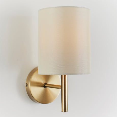 Lacona Vivace 1Lt Indoor Wall Light In Antique Brass Plate & Cream Fabric Finish - Lacona Home 