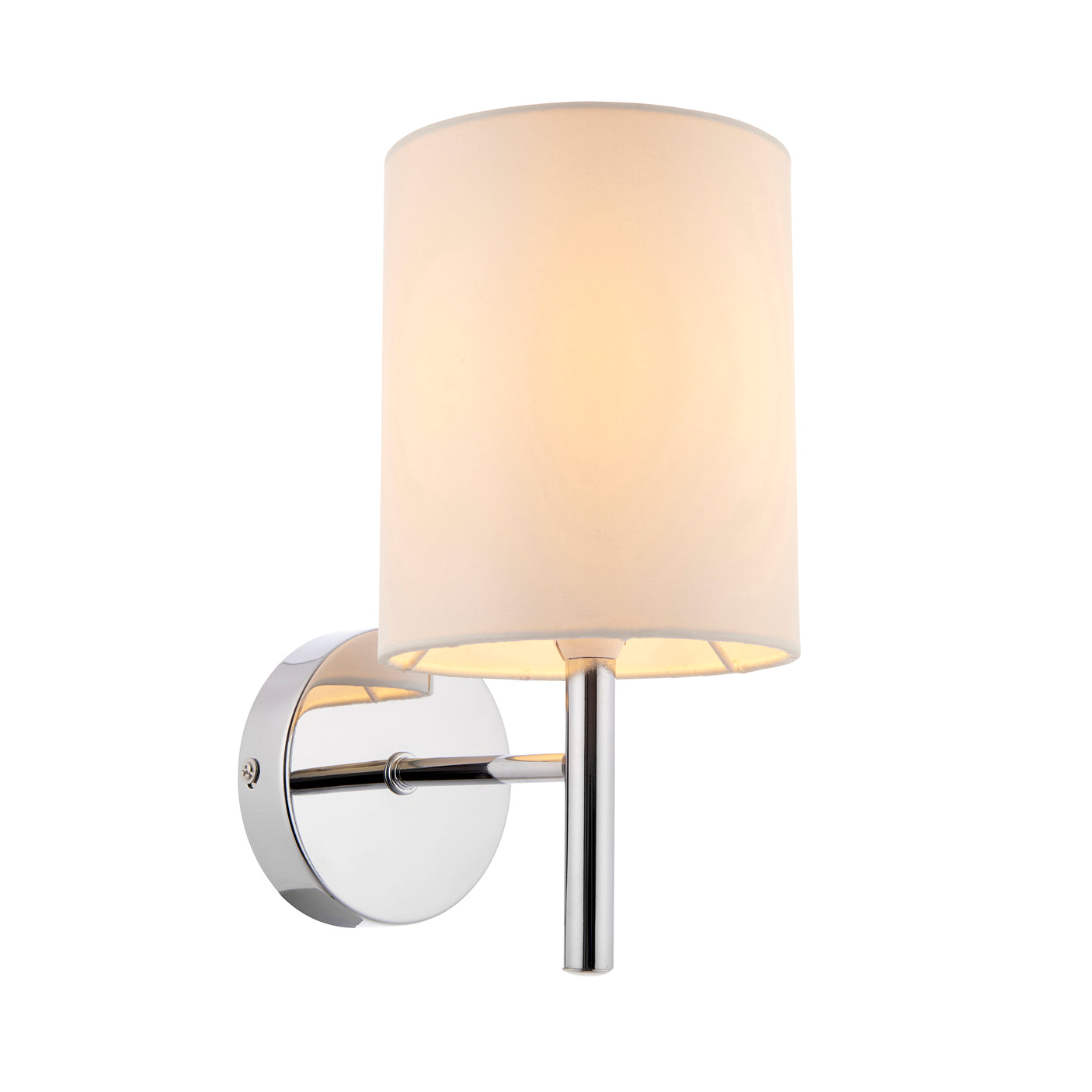 Lacona Vivace 1Lt Indoor Wall Light In Chrome Plate & Vintage White Fabric Finish - Lacona Home 