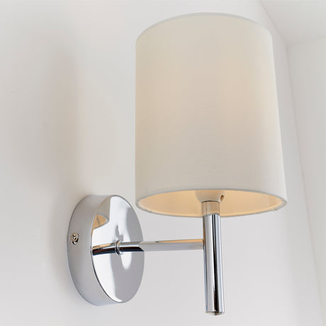 Lacona Vivace 1Lt Indoor Wall Light In Chrome Plate & Vintage White Fabric Finish - Lacona Home 