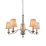 Lacona Nimbus 5Lt Indoor Pendant Light In Satin Nickel Plate & Natural Fabric Finish - Lacona Home 