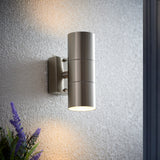 Lacona Prism 2Lt Outdoor Wall Light In Polished Stainless Steel & Clear Glass Finish - Lacona Home 