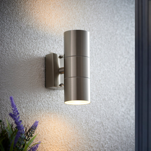 Lacona Prism 2Lt Outdoor Wall Light In Polished Stainless Steel & Clear Glass Finish - Lacona Home 