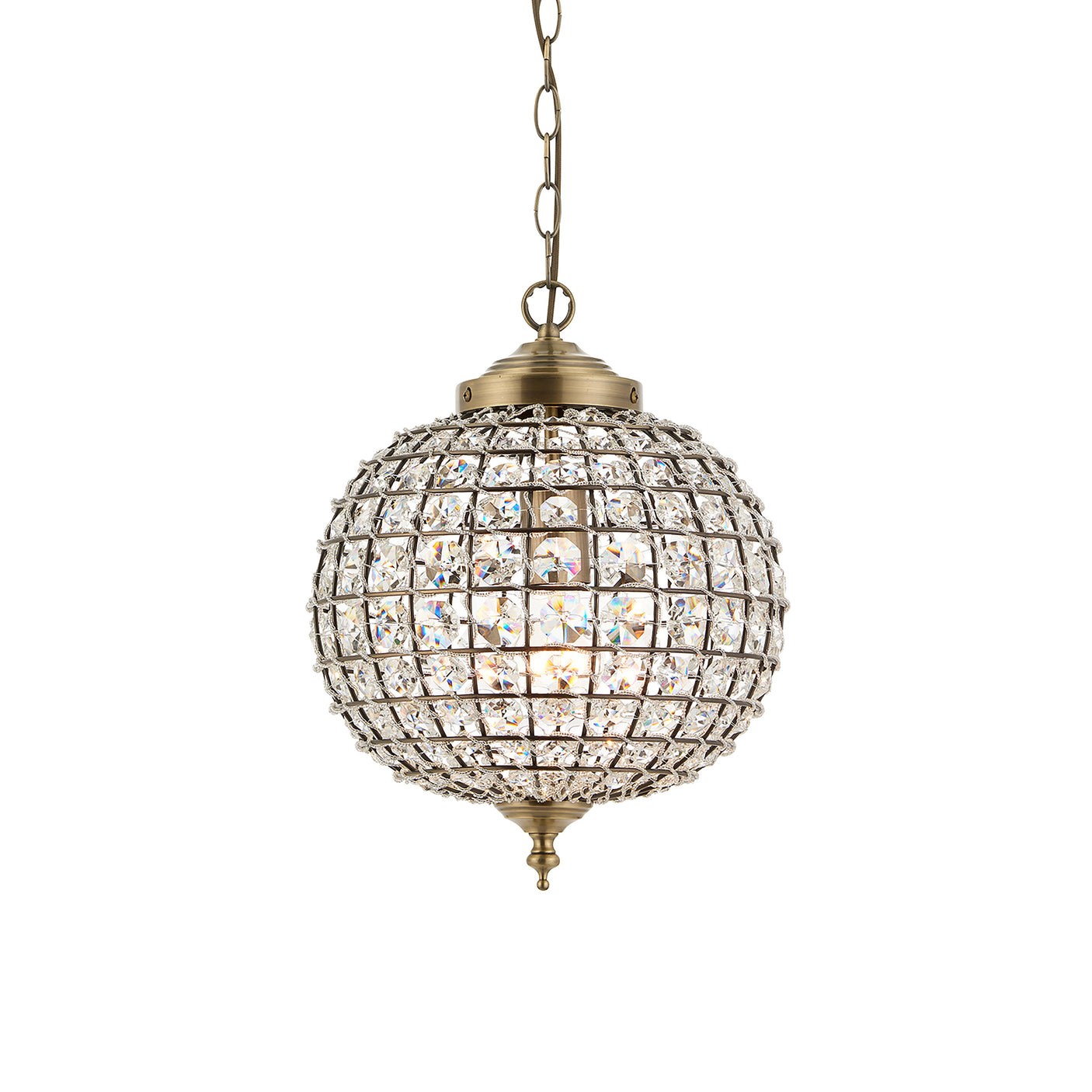 Lacona Torrente 1Lt Indoor Pendant Light In Antique Brass Plate & Clear Glass Finish - Lacona Home 