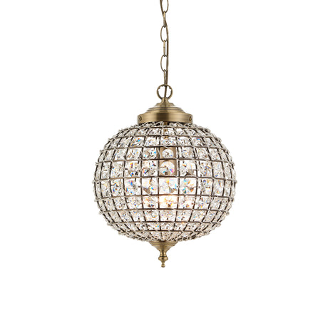 Lacona Torrente 1Lt Indoor Pendant Light In Antique Brass Plate & Clear Glass Finish - Lacona Home 