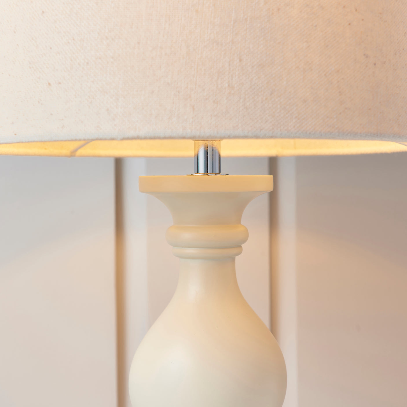 Lacona Meadowbrook 1Lt Indoor Table Lamp In Ivory Painted Wood & Ivory Fabric Finish - Lacona Home 