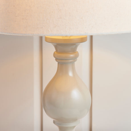 Lacona Meadowbrook 1Lt Indoor Table Lamp In Taupe Painted Wood & Ivory Fabric Finish - Lacona Home 