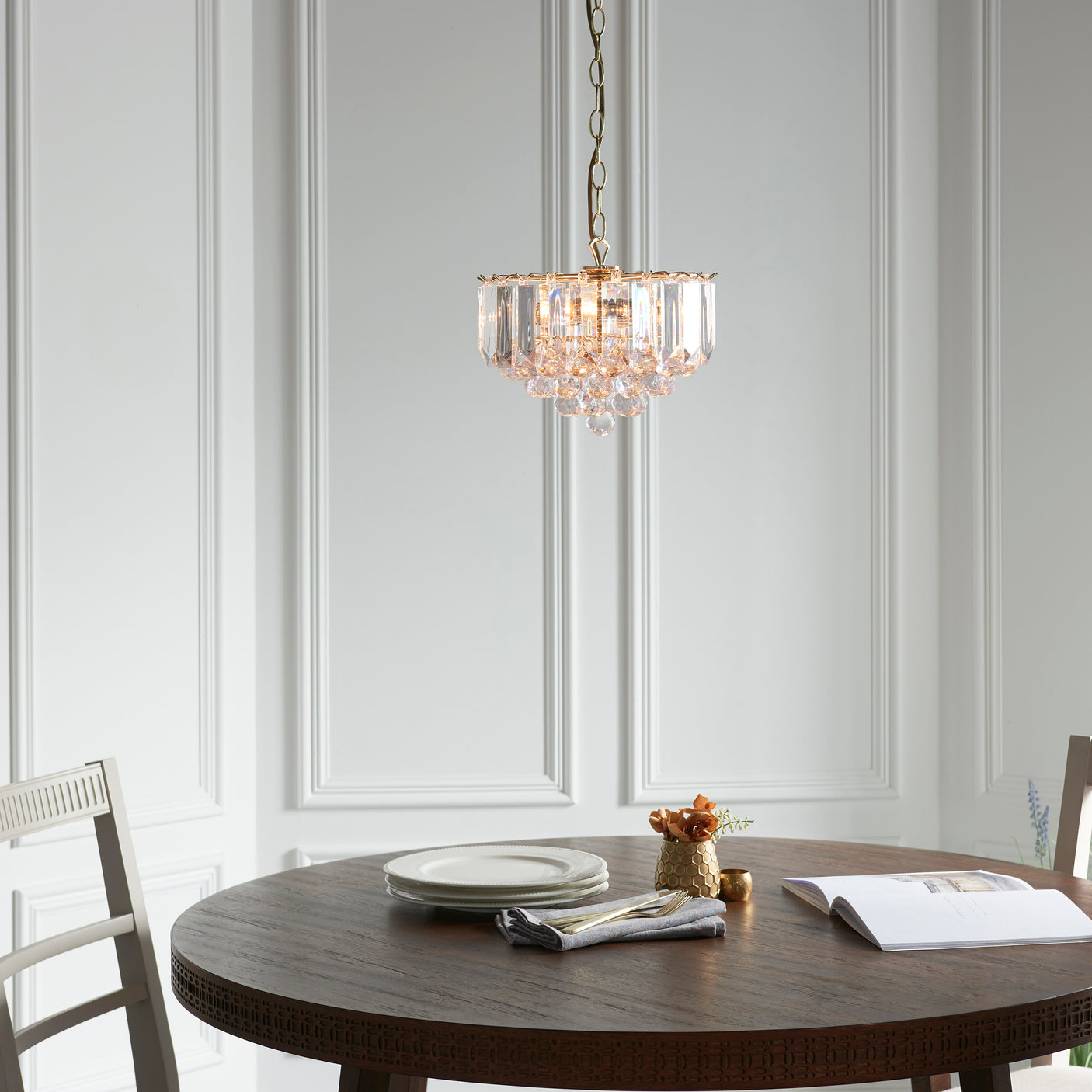 Lacona Prairie 3Lt Indoor Pendant Light In Brass Plate & Clear Acrylic Finish - Lacona Home 