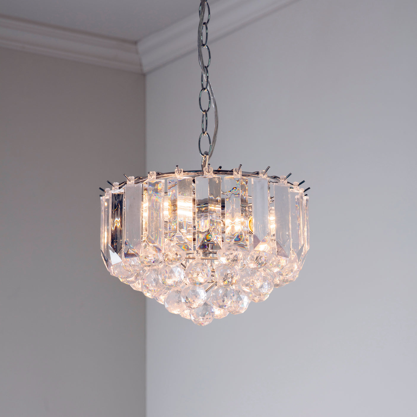 Lacona Prairie 3Lt Indoor Pendant Light In Chrome Plate & Clear Acrylic Finish - Lacona Home 