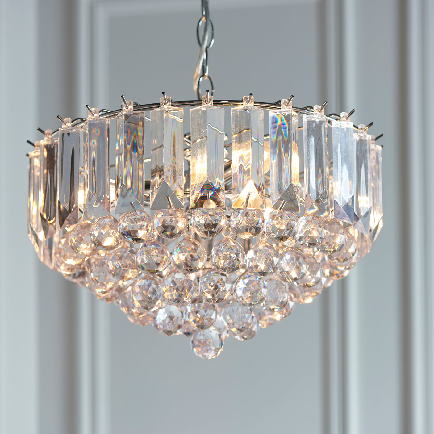 Lacona Prairie 3Lt Indoor Pendant Light In Chrome Plate & Clear Acrylic Finish - Lacona Home 