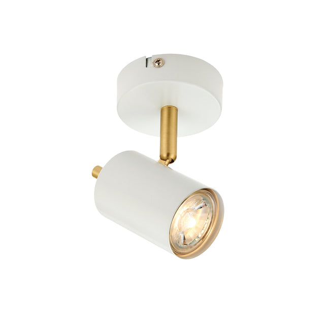 Lacona Seabreeze 1Lt Indoor Spot Light In Matt White Paint & Satin Brass Plate Finish - Lacona Home 